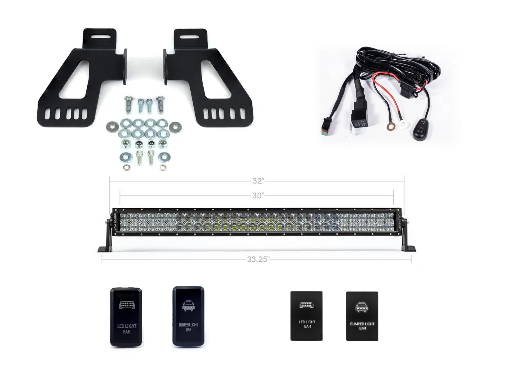 CR2572 – CALI RAISED Light Bar, LED 32 Inch Length 60 White 5D Optic OSRAM 5 Watt LED 300 Watt Combo Beam 30000 Lumen...